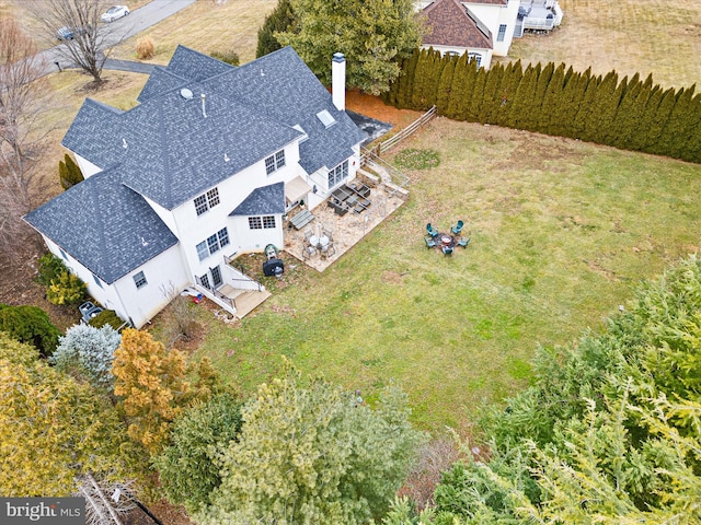 birds eye view of property featuring a rural view