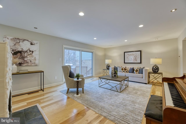 living room featuring light hardwood / wood-style flooring