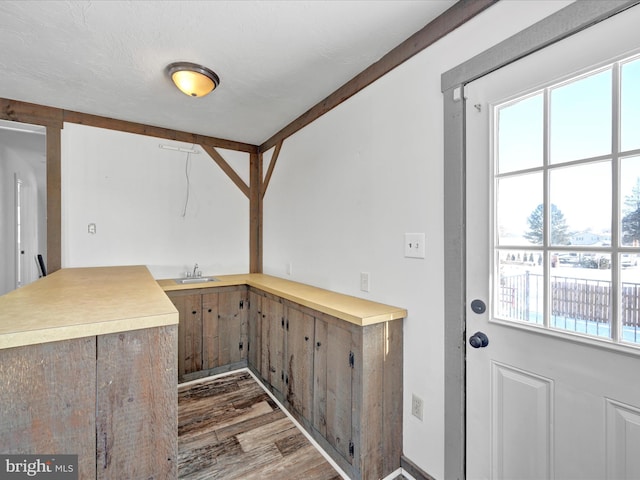 washroom with sink and dark hardwood / wood-style floors