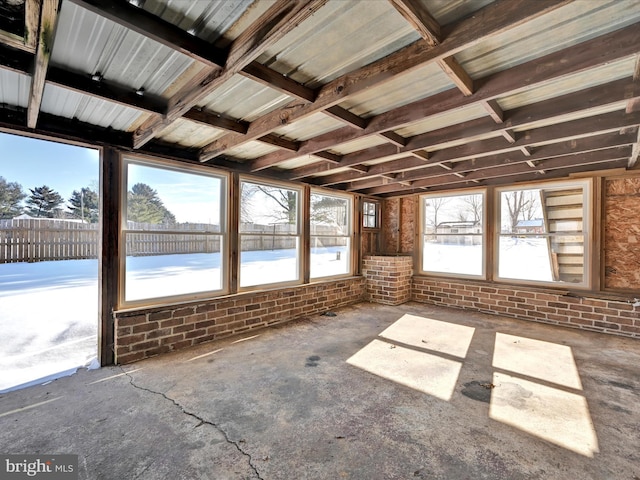 view of unfurnished sunroom