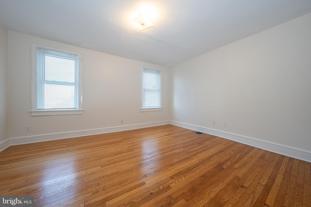 empty room featuring a wealth of natural light and light wood-type flooring