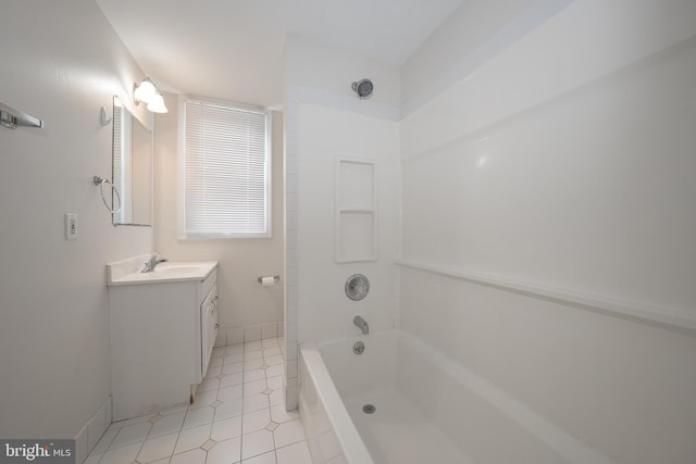 bathroom featuring vanity and shower / bathtub combination