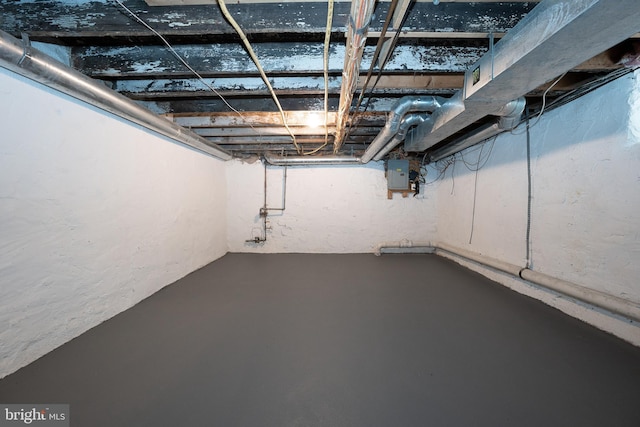 basement with electric panel