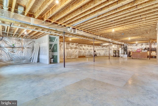 basement featuring water heater