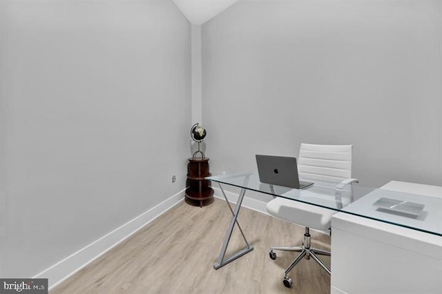 office area featuring light hardwood / wood-style floors