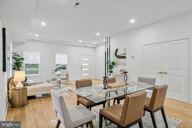 dining area featuring light hardwood / wood-style flooring