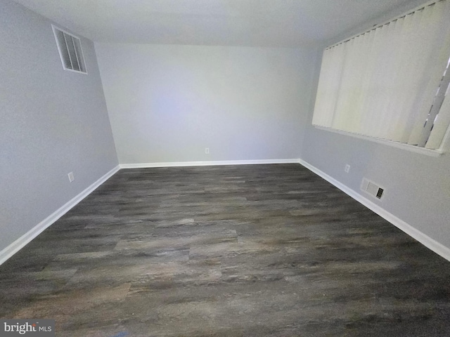 empty room with dark wood-type flooring