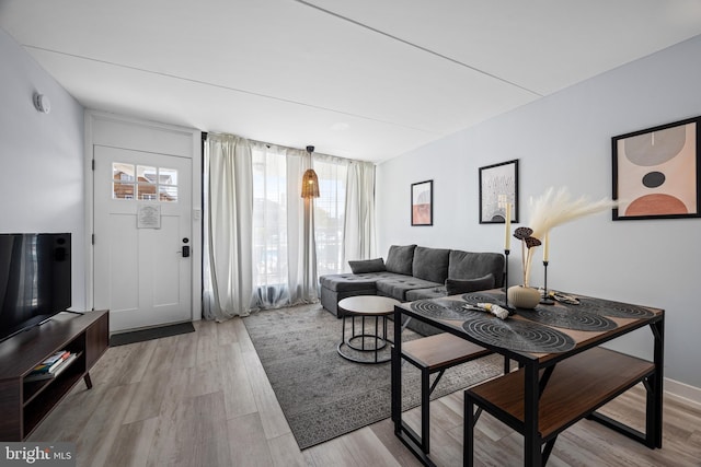 living room featuring light wood-type flooring