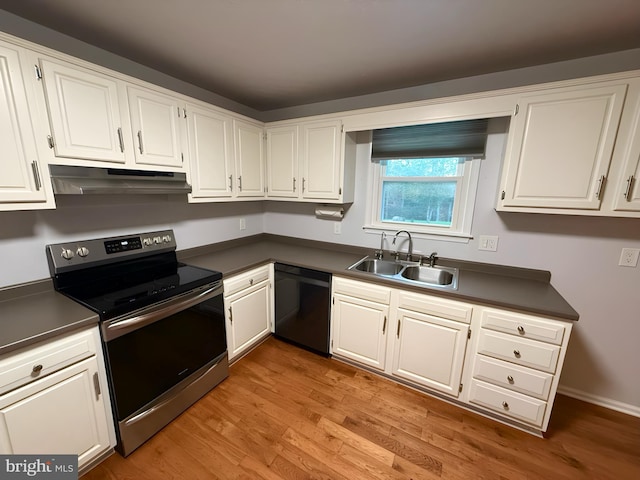 kitchen with white cabinetry, stainless steel electric stove, and dishwasher