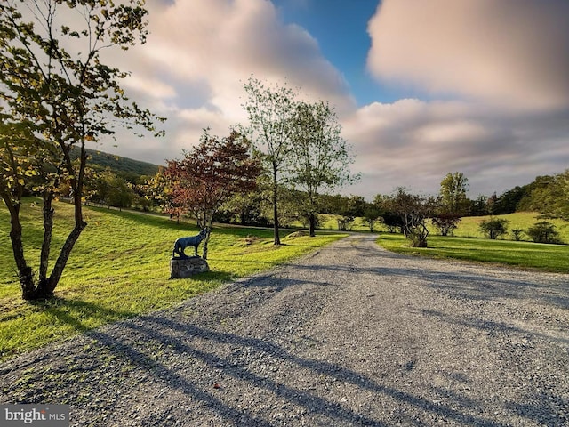 view of road with a rural view