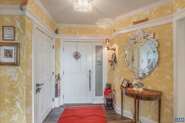 entrance foyer with dark hardwood / wood-style flooring