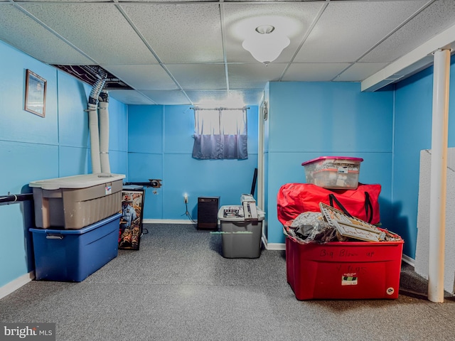 basement with a drop ceiling