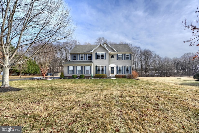 colonial house with a front lawn