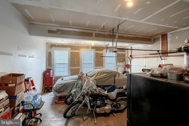 garage with a garage door opener