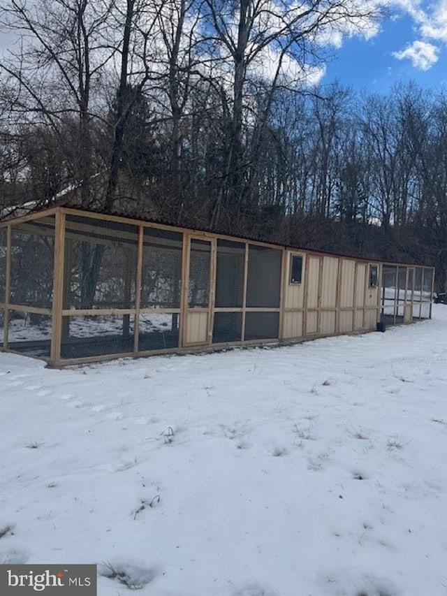 view of snow covered structure