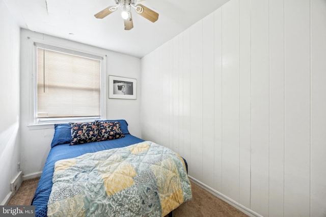 bedroom with carpet and ceiling fan