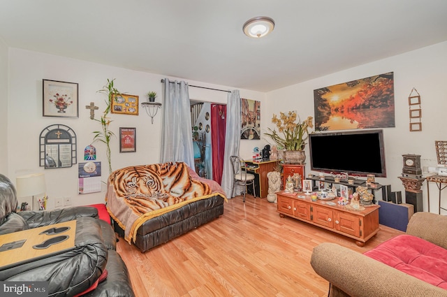 living area with light wood-style flooring