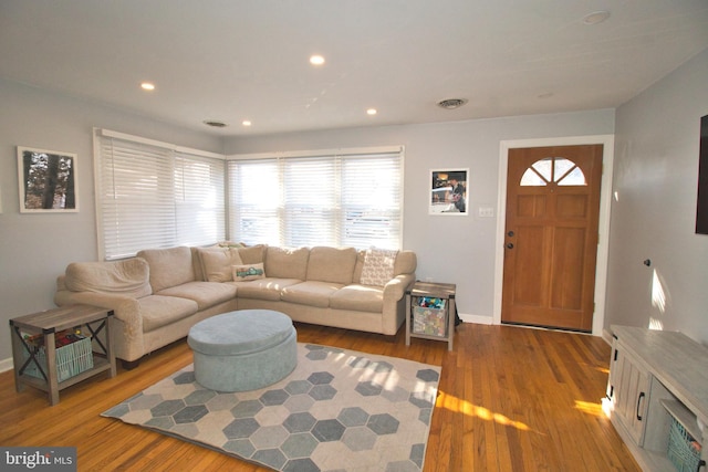 living room featuring hardwood / wood-style floors