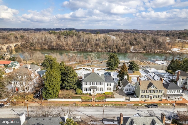 bird's eye view featuring a water view