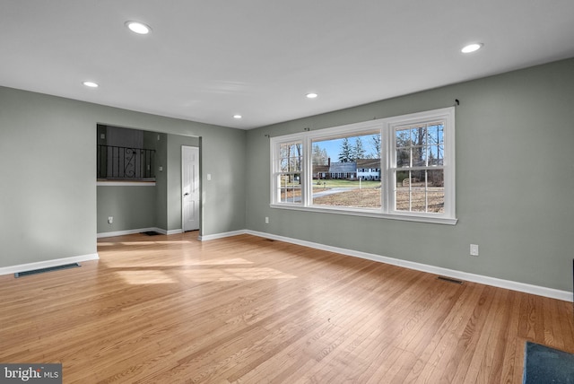 interior space with light hardwood / wood-style floors