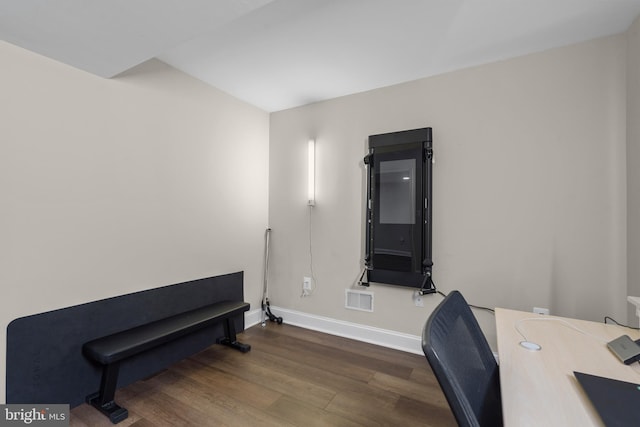 office featuring dark wood-type flooring