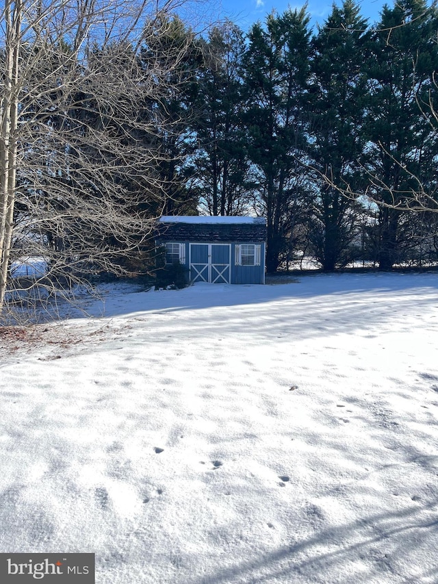 view of snow covered structure