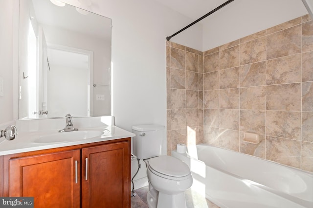 full bathroom with vanity, shower / washtub combination, and toilet