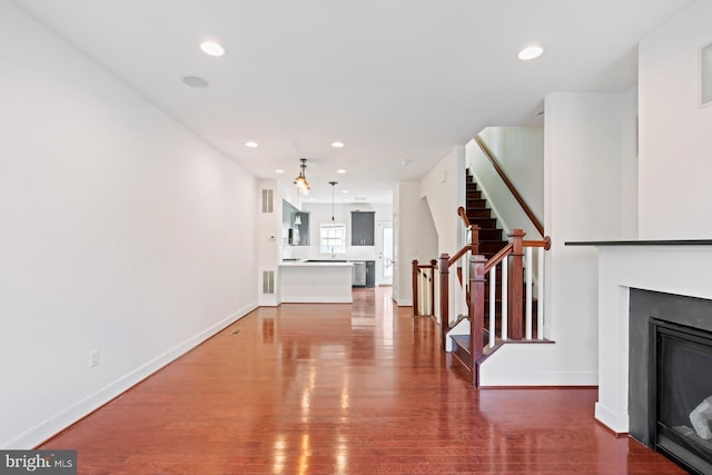 living room with hardwood / wood-style floors