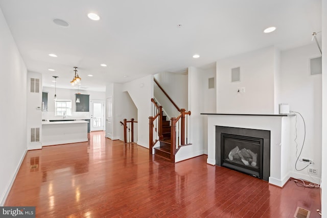 living room with hardwood / wood-style floors