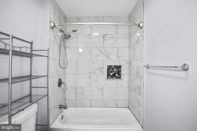 full bathroom with shower / tub combination and toilet