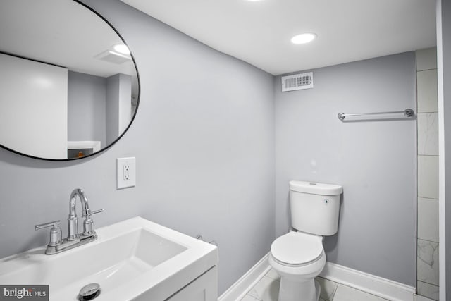 bathroom featuring visible vents, marble finish floor, toilet, and baseboards