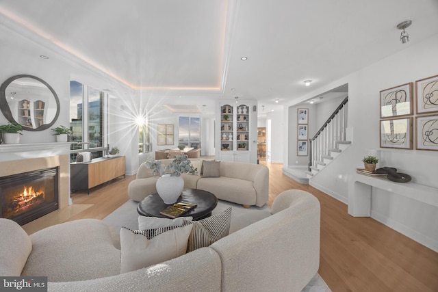 living room featuring light hardwood / wood-style floors