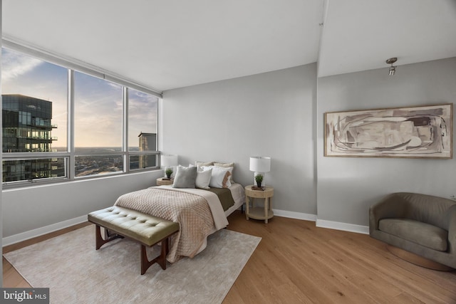 bedroom with light hardwood / wood-style flooring