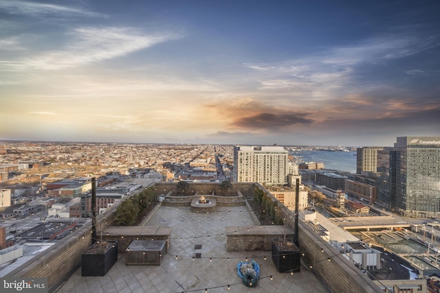 view of city with a water view