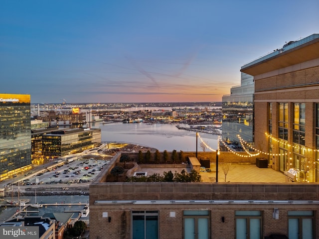 city view with a water view