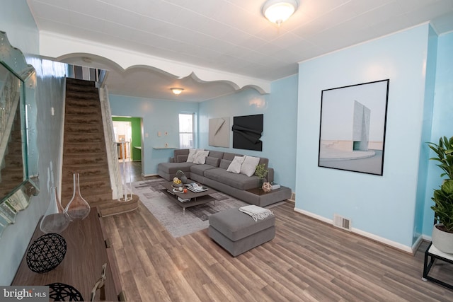 living room featuring hardwood / wood-style flooring