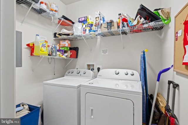 laundry room with washing machine and clothes dryer