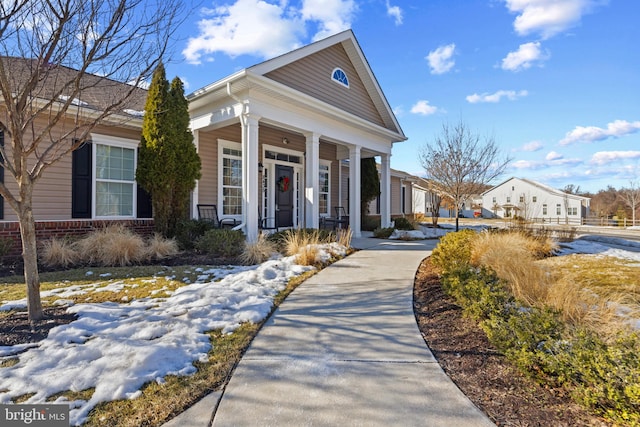 neoclassical home with covered porch