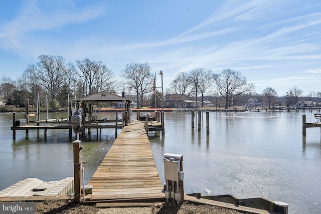 dock area featuring a water view