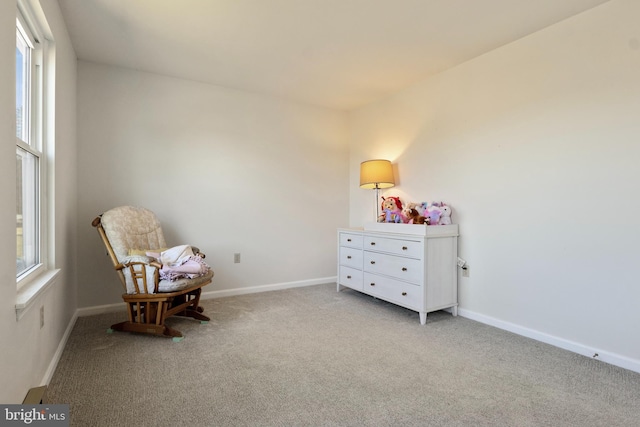 sitting room with light carpet