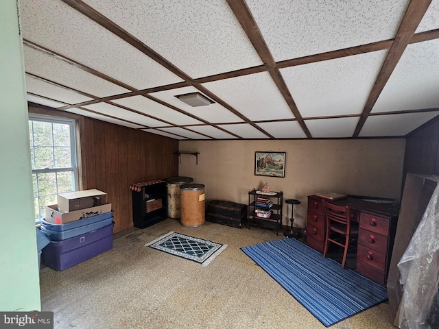 interior space with wooden walls