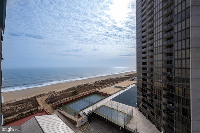 property view of water featuring a view of the beach