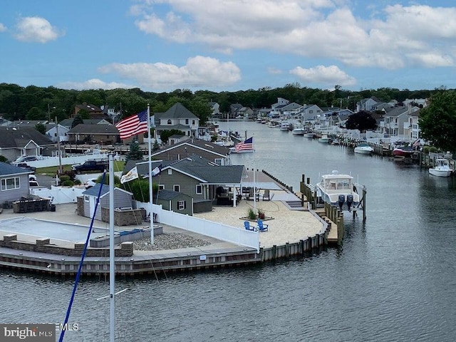 view of dock featuring a water view