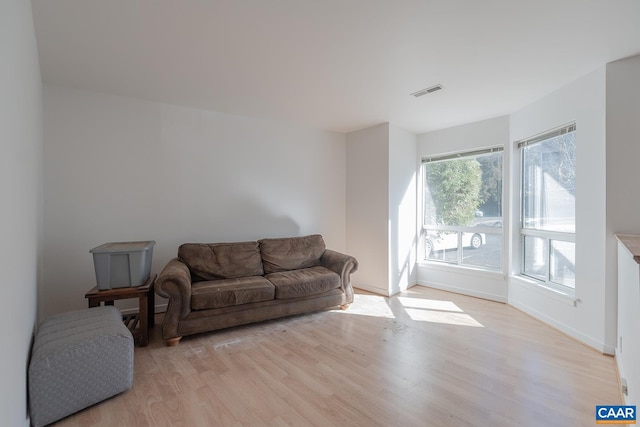 living room featuring light wood-type flooring