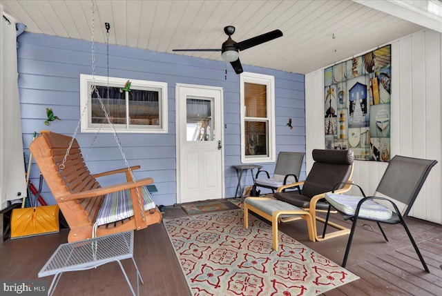 view of patio with ceiling fan