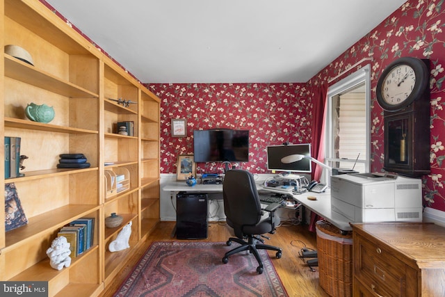 office featuring hardwood / wood-style floors