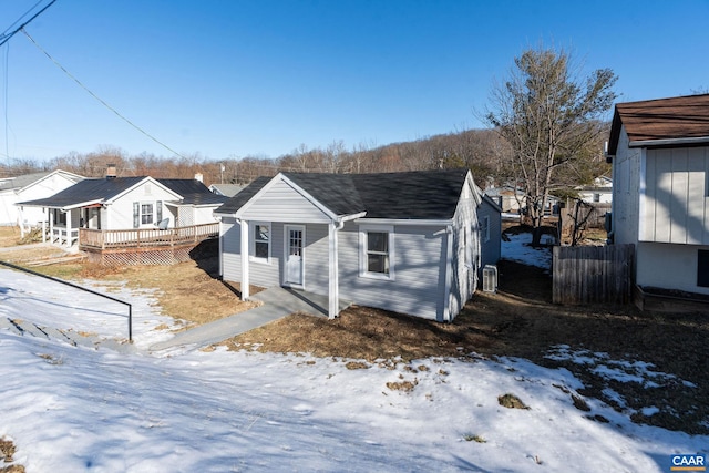 view of front of house with a wooden deck