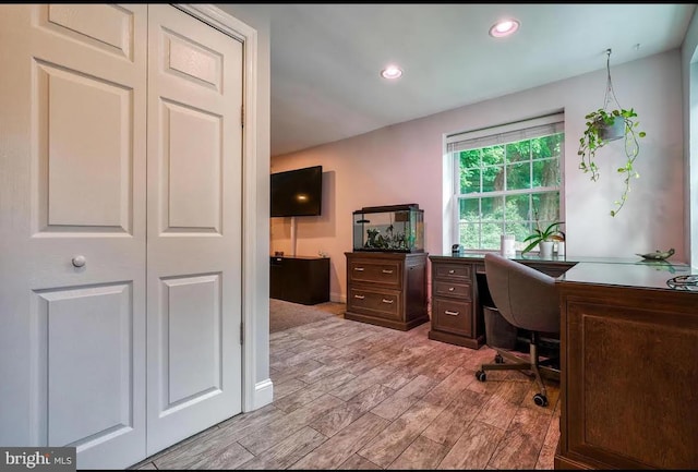 office featuring light hardwood / wood-style floors