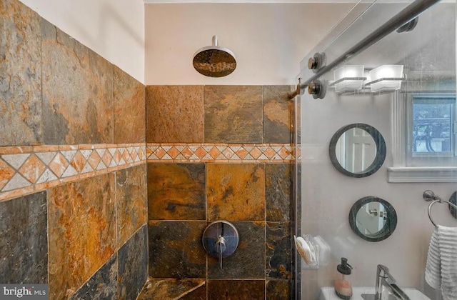 interior details with tiled shower