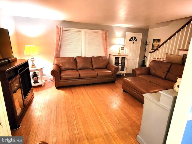 living room featuring light hardwood / wood-style floors